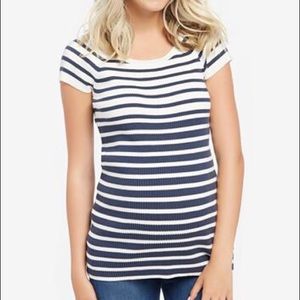 Motherhood Maternity Striped Short Sleeve Sweater